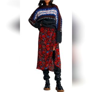 Rag & Bone Floral Print calf length Skirt, never been worn. Size 12 fits small.